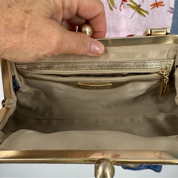 Antonio Melani vintage style W/a kiss-lock closure metallic  Gold mini Handbag